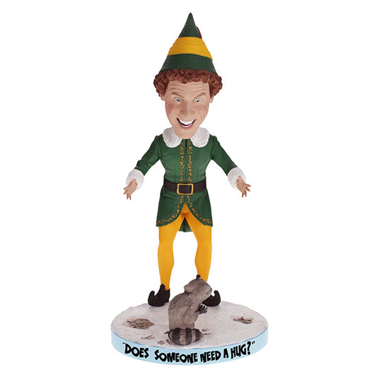 Buddy the Elf with Raccoon Bobblehead